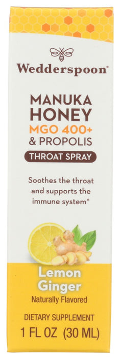 WEDDERSPOON: Propolis and Manuka Honey Throat Spray Lemon and Ginger, 1 fo