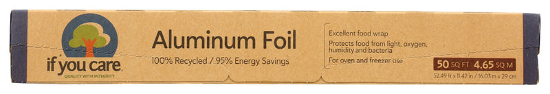 If You Care Aluminum Foil protects food against light, oxygen, humidity and bacteria. It is not recommended for use with acidic or fatty foods.
Also available, If You Care Heavy Duty Aluminum Foil which is thicker, stronger and wider than our regular foil. It is perfect for BBQ, grill and oven use.