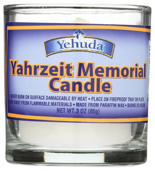 YEHUDA: Yahrzeit Memorial Candle Glass Tumbler, 1 ct