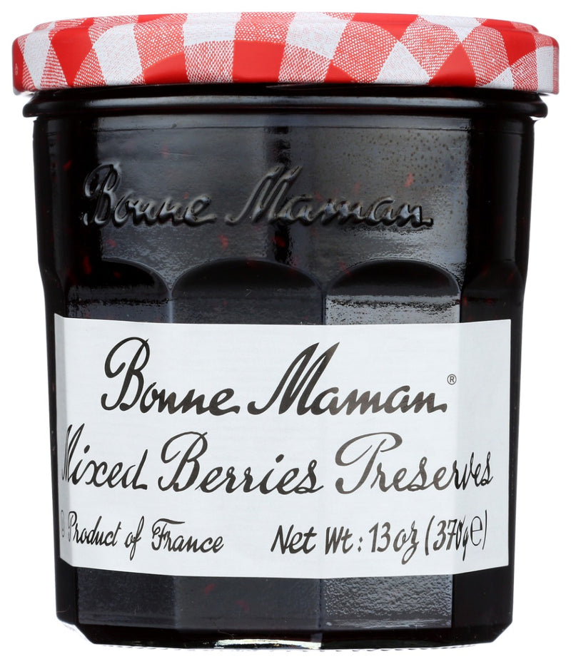 Combining blackberries, raspberries, blueberries, our Bonne Maman Mixed Berries Preserves is made with perfect fruits and simple ingredients carefully prepared with traditional expertise to create the memorable taste of Bonne Maman.
