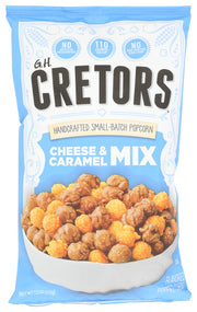 We take real cheddar cheese and toss it over freshly made, select popcorn. Then, we mix up our artisanal small-batch recipe of real caramel. It's made in copper kettles over an open flame, hand stirred and then gently poured over fluffy, crunchy popcorn.
Premium, sharp cheddar cheese corn and hand-crafted rich buttery caramel corn is the perfect blend of savory and sweet. Or as we like to call it, The Mix ®.