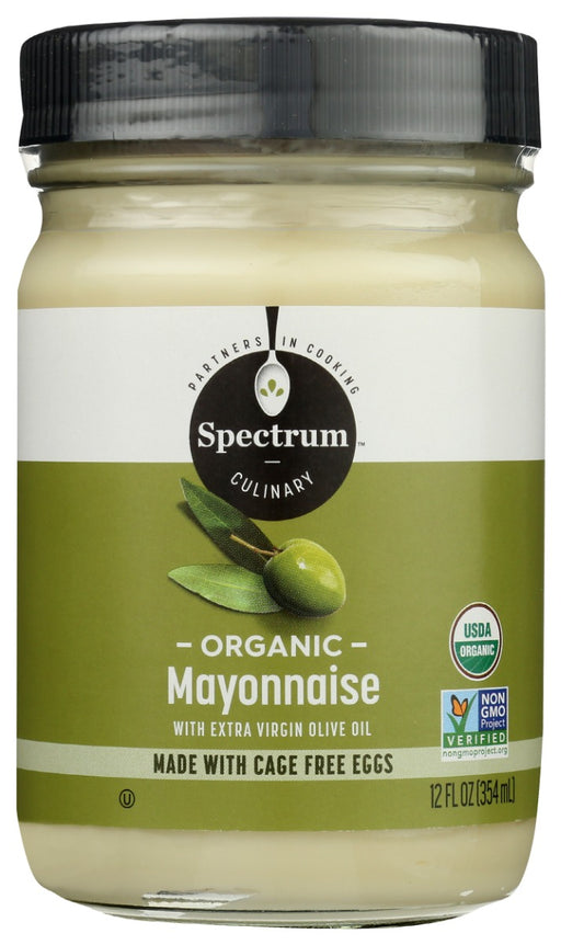 Spectrum brand Organic Olive Oil Mayonnaise's combo of rich, creamy mayo with Spectrum Extra Virgin Olive Oil goes beyond delicious to sensational! Indulge yourself with a spoonful on grilled artichokes or as a dressing for shrimp or lobster salad.
