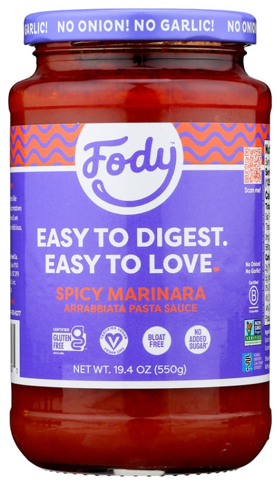 FODY FOOD CO: Spicy Marinara Arrabbiata Pasta Sauce, 19.4 oz
