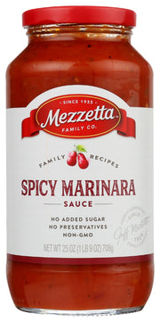 Our classic family recipe, with a little extra kick. This Arrabbiata-like sauce with sweet plum tomatoes is slow-simmered with garlic, fresh onions, basil and a hint of heat from chili peppers - because Nonna liked a little spice on occasion.