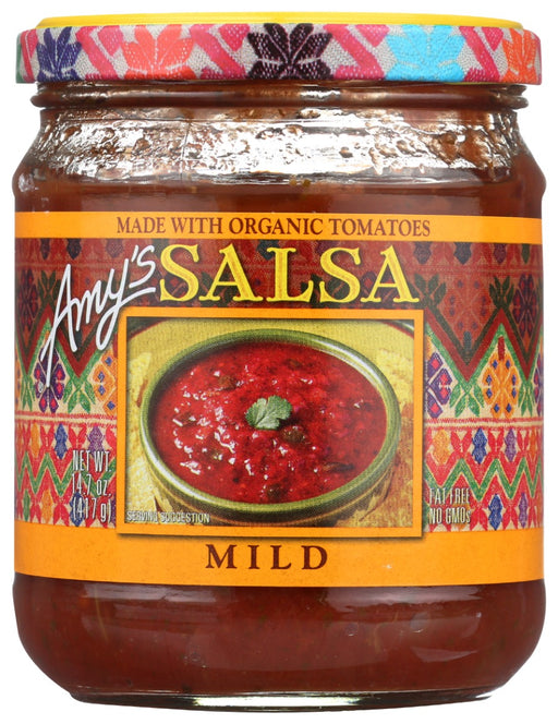 This mild salsa is full of flavor from sweet, organic, vine-ripened tomatoes, peppers, onions and a squeeze of lime juice.