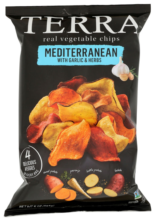 Four favorite vegetables, fresh from vacation. Sweet potato, peppery parsnip, mildly sweet batata and golden kettle potato, all kissed by the savory garlic and herbs of the Mediterranean. Come sail away!