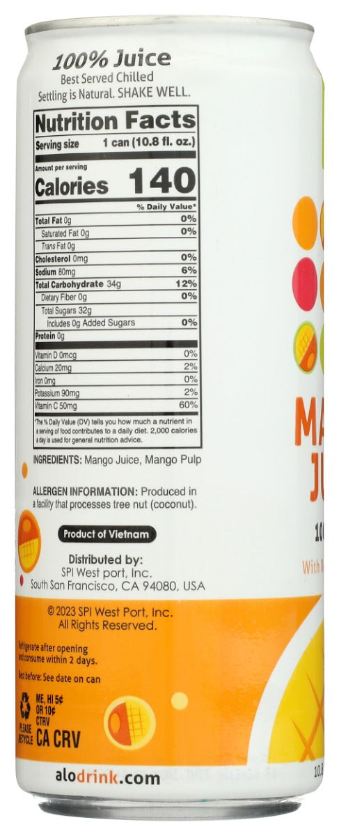 ALO: Mango Juice with Real Mango Pulp, 10.8 fo