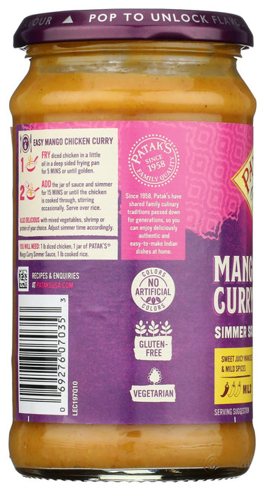 PATAKS: Mango Curry Simmer Sauce, 15 oz