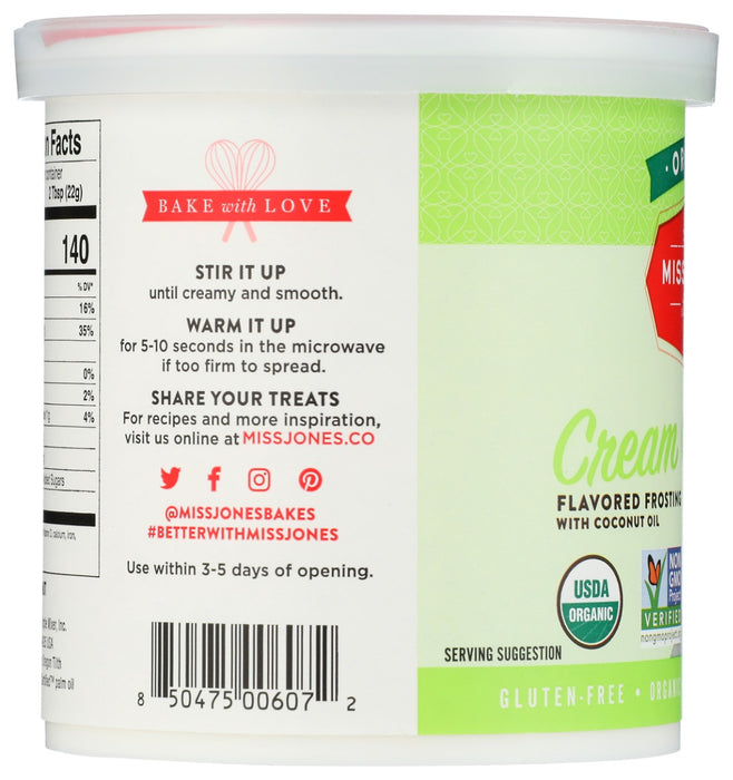 MISS JONES BAKING CO: Organic Cream Cheese Frosting, 11.29 oz