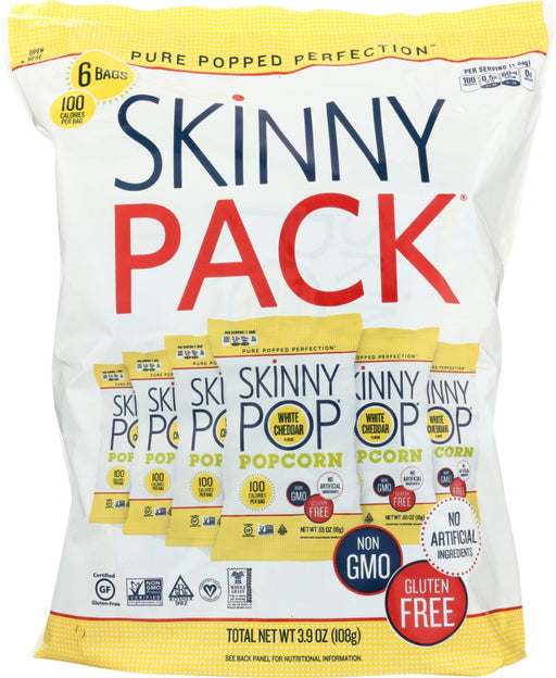 SKINNYPOP White Cheddar brings you that cheesy flavored goodness you desire without any dairy. These 100-calorie bags are perfect for snacking on-the-go or kids lunch boxes. SKINNYPOP is gluten free, non-GMO, and a delicious whole grain snack. This flavor is also vegan!