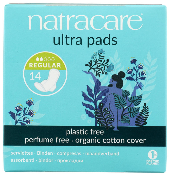 Natural slim fitting pads with wings to help you manage your period. Ultra absorbent and thin pads with wings and an absorbency suitable for light flow or towards the end of your period. Ultra regular pads come individually wrapped so are easily carried around when you are out and about.