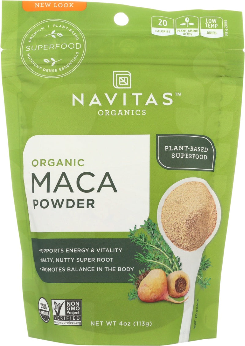 Our OG superfood that started it all, Navitas Organics Maca Powder is grown in the Peruvian Andes mountain range with traditional methods”always has been, always will be.

100% organic gelatinized maca root powder
Helps bolster energy &amp; balance the body's stress response
Ancient Peruvian adaptogen
Adaptogen: medicinal plant that supports the encodrine system to foster internal balance
USDA certified organic