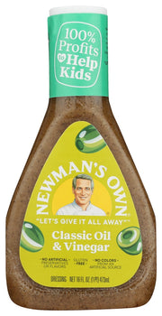 Inspired by the O.G. of vinaigrettes, Newman's Own Classic Oil &amp; Vinegar marries the acidic and oil in a tried-and-true blend that gives the subtle hint your greens are looking for. This great tasting dressing is also gluten free with no artificial preservatives, flavors, or colors from an artificial source.