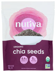 A traditional South American crop, chia seed (Latin name Salvia hispanica L.) has been used for thousands of years. These small, crunchy, gluten-free seeds are a rich source of protein, beneficial antioxidants, Omega-3 and fiber. A 3 tbsp. serving of chia has 15x more magnesium than broccoli, 30% more antioxidants than blueberries and 2x more potassium than bananas. Add Nutiva Organic Chia Seed to yogurt, oatmeal, smoothies, baked goods, or use them as a vegan replacement for eggs in baking recipes.