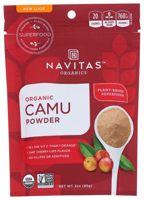 
Camu Camu is a Peruvian berry famous for its immune-boosting benefits. Mix Navitas Organics Camu Powder into your juices, smoothies or oatmeal for a tart berry boost that packs in the vitamin C!
