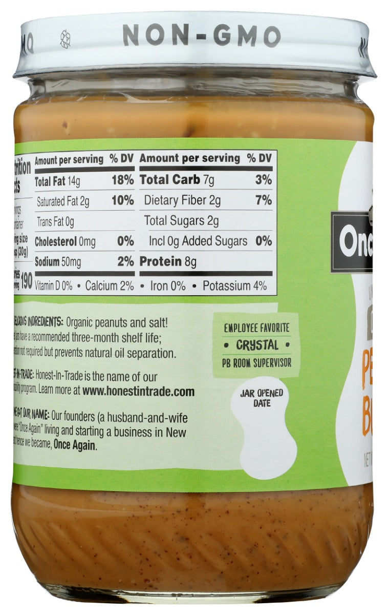 ONCE AGAIN: Crunchy Organic Peanut Butter Lightly Salted, 16 oz