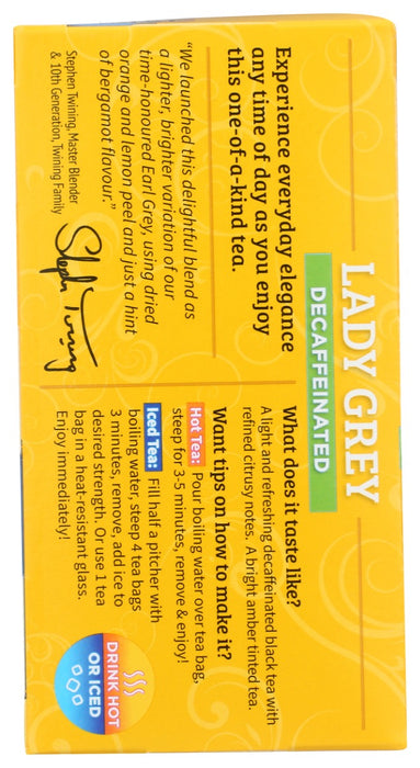 TWINING TEA: Lady Grey Decaf Black Tea, 20 bg