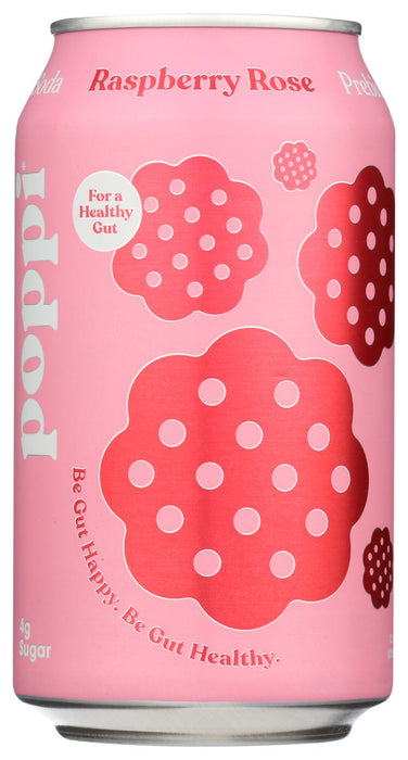 POPPI: Raspberry Rose Prebiotic Soda, 12 fo