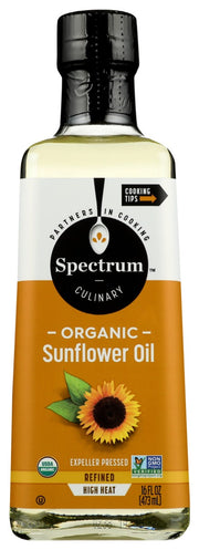 Spectrum® Organic Refined Sunflower Oil offers the goodness of monounsaturated fats, ensuring a healthier choice for your culinary adventures. With its golden hue and exceptional quality, it's your ideal partner for high-temperature cooking, frying, and roasting.