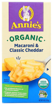 
Annie's Homegrown organic macaroni and cheese made with no artificial flavors or synthetic colors
Perfect as a side dish, in recipes like baked bacon mac n cheese, or paired with veggies and chicken nuggets for a tasty kids mac and cheese dinner
Annie's cheddar mac and cheese ready in just eight minutes for a quick and flavorful family meal option
