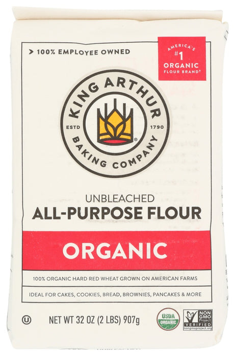 Our Organic All-Purpose Flour works in any recipe calling for "flour" or "all-purpose flour," delivering consistent results every time. Milled from 100% organic hard red winter and spring wheats, this jack-of-all-trades King Arthur flour is unenriched, and can do everything from baking lofty biscuits to turning out delicately crumbed cakes. We rely on it for all of our baking needs, and it never lets us down.