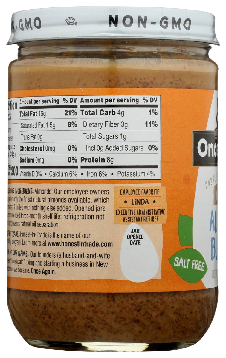 ONCE AGAIN: Creamy Natural Almond Butter Roasted, 16 oz