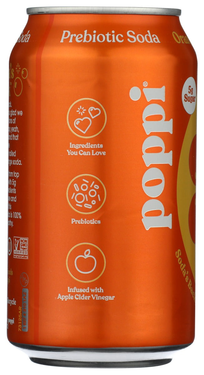 POPPI: Orange Prebiotic Soda, 12 fo