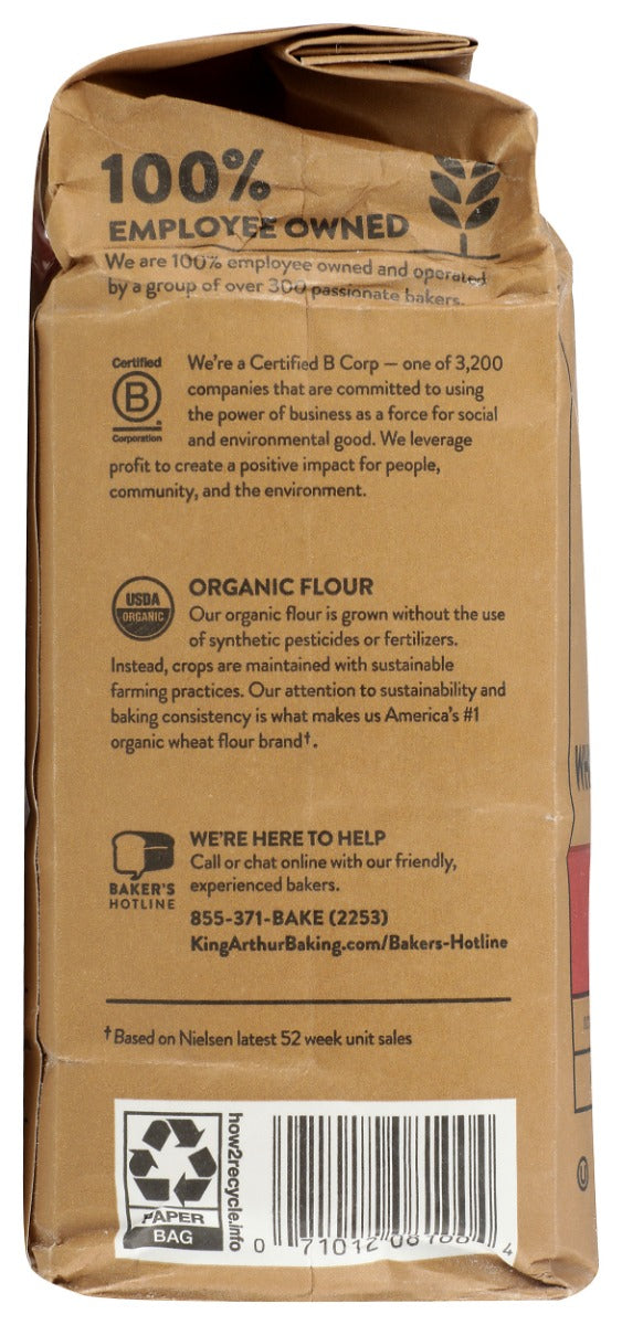 KING ARTHUR: 100 Percent Organic Whole Wheat Flour, 2 lb