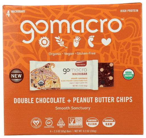 GOMACRO: Bar Dbl Choc Pb Chip 4Ct, 9.2 oz - No Brand For Less 