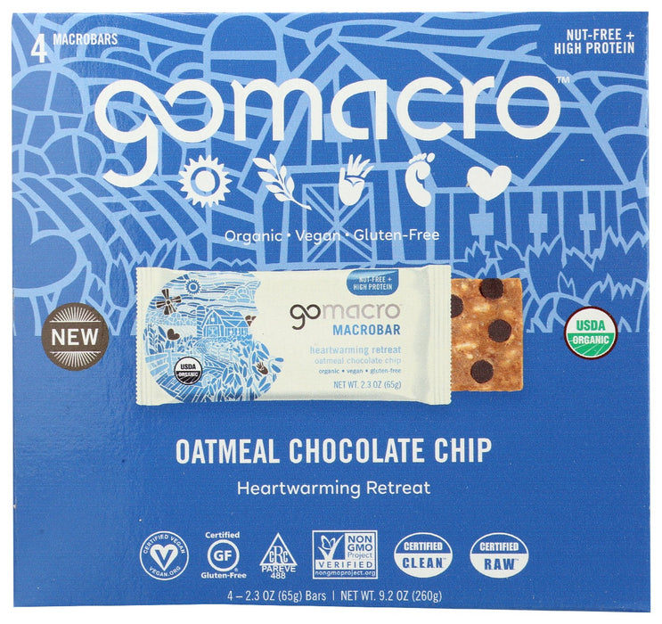 GOMACRO: Bar Oatmeal Choc Chip 4Ct, 9.2 oz - No Brand For Less 