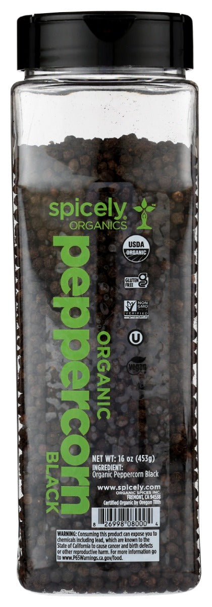 SPICELY ORGANICS: Organic Peppercorn Black, 16 oz