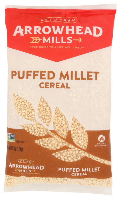 Arrowhead Mills Puffed Millet Cereal is made from the smallest of grains. Millet, also known as œThe Little Giant, has been cultivated in the East since 4000BC. With its complete protein and low-fat composition, this is truly a wheat free gem!