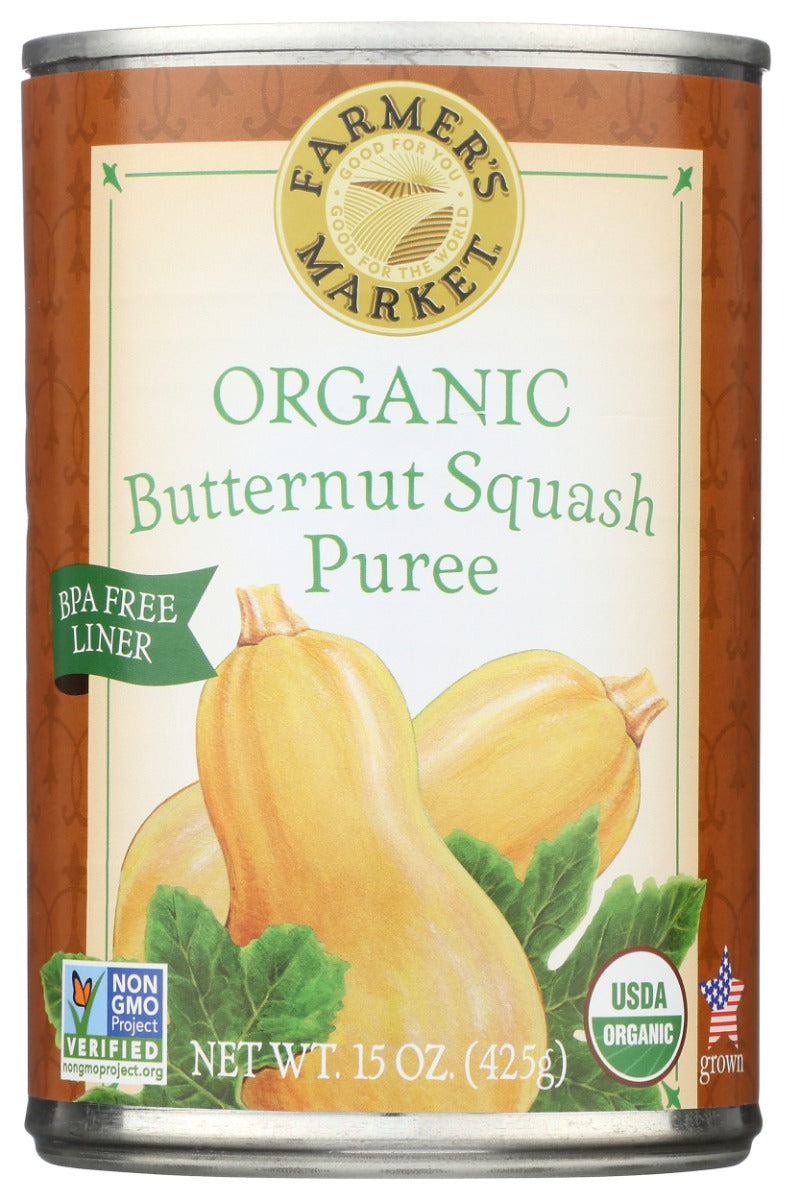 Organic butternut pure with the fresh, pure flavor you'd expect to find at a country produce stand. Our butternut is certified organic, non-GMO verified, gluten-free, grown in the USA and available in BPA-Free lined packaging. For the perfect finish to your favorite meals, add a little Farmer's Market.