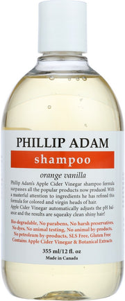Same powerful apple cider vinegar for hair formula scented with pure essential oils of orange and vanilla. Phillip Adam Orange Vanilla Shampoo gives all the benefits of acv to your hair including delicious fragrance. Effectively adjusts the ph balance of hair and scalp,  provides ultimate care for all hair types, restores shine and keeps hair healthy over time. Completely natural based shampoo that also works as an all-over body wash.