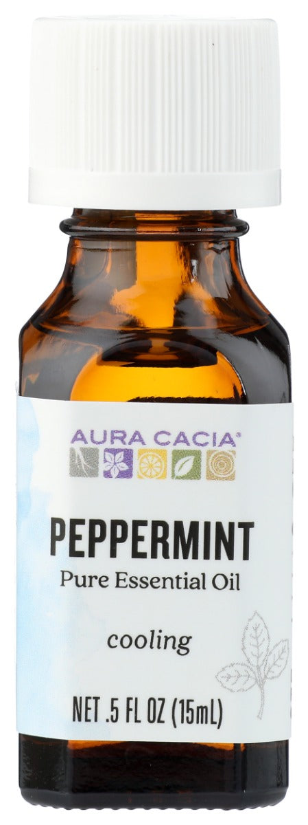 Aura Cacia's Pure Peppermint Essential Oil is the perfect addition to your aromatherapy routine. Peppermint (Mentha x Piperita) is the second most popular essential oil in the United States. Our pure peppermint essential oil is cooling to the skin and gives off a fresh, grassy aroma. Aura Cacia's peppermint essential oil is sourced in the Northwestern United States.