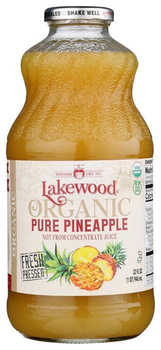 Embark on a journey to the heart of the tropics with Lakewood Organic Pure Pineapple Juice. Each bottle contains only the Fresh Pressed® juice from 2 to 3 organic pineapples, ensuring a burst of vibrant flavors and an abundance of health benefits with every glass.  