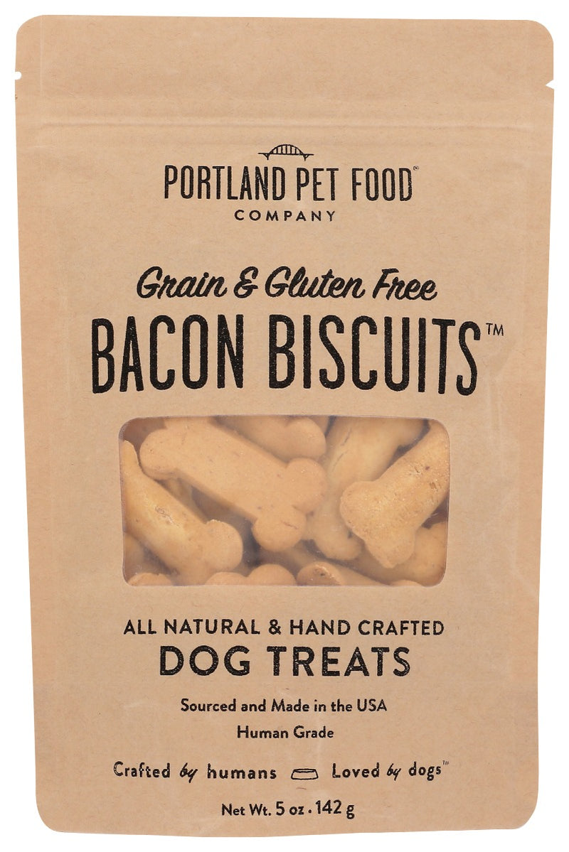 PORTLAND PET FOOD COMPANY: Grain and Gluten-Free Bacon Biscuit Dog Treats, 5 oz
