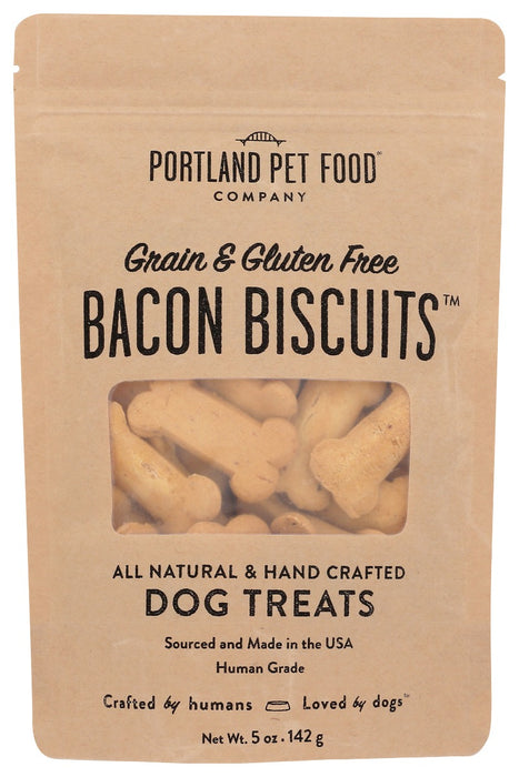 PORTLAND PET FOOD COMPANY: Grain and Gluten-Free Bacon Biscuit Dog Treats, 5 oz