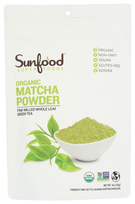 SUNFOOD SUPERFOODS: Matcha Green Tea Powder Organic, 4 oz