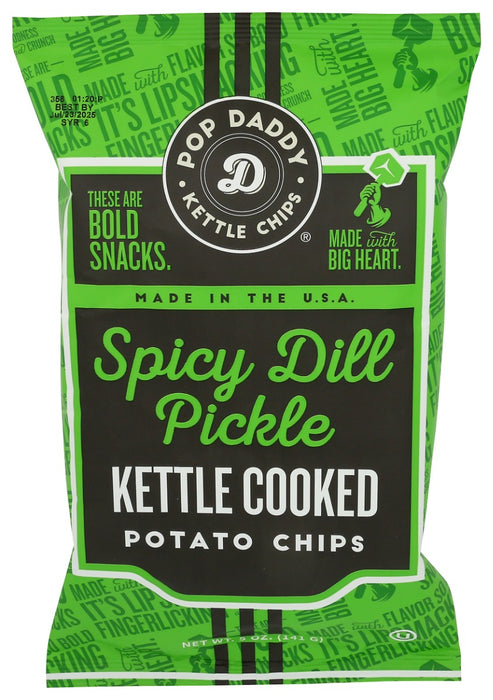 POP DADDY: Spicy Dill Pickle Potato Chips, 5 oz