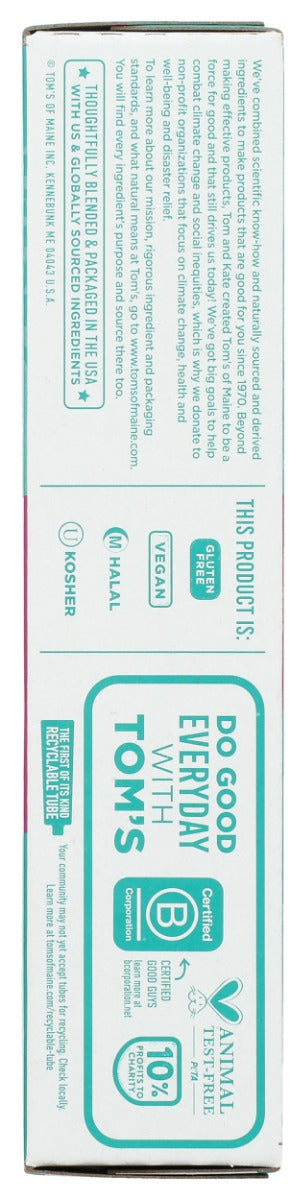 TOMS OF MAINE: Fluoride Free Antiplaque and Whitening Toothpaste Spearmint, 4.5 oz