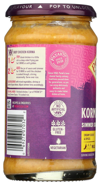 PATAKS: Korma Cooking Sauce, 15 oz