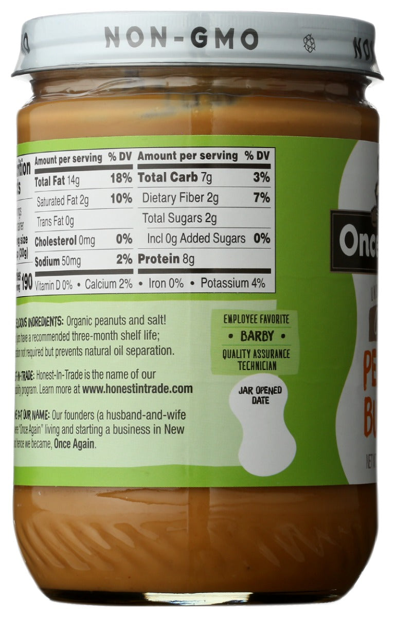 ONCE AGAIN: Organic Peanut Butter Creamy Lightly Salted, 16 oz