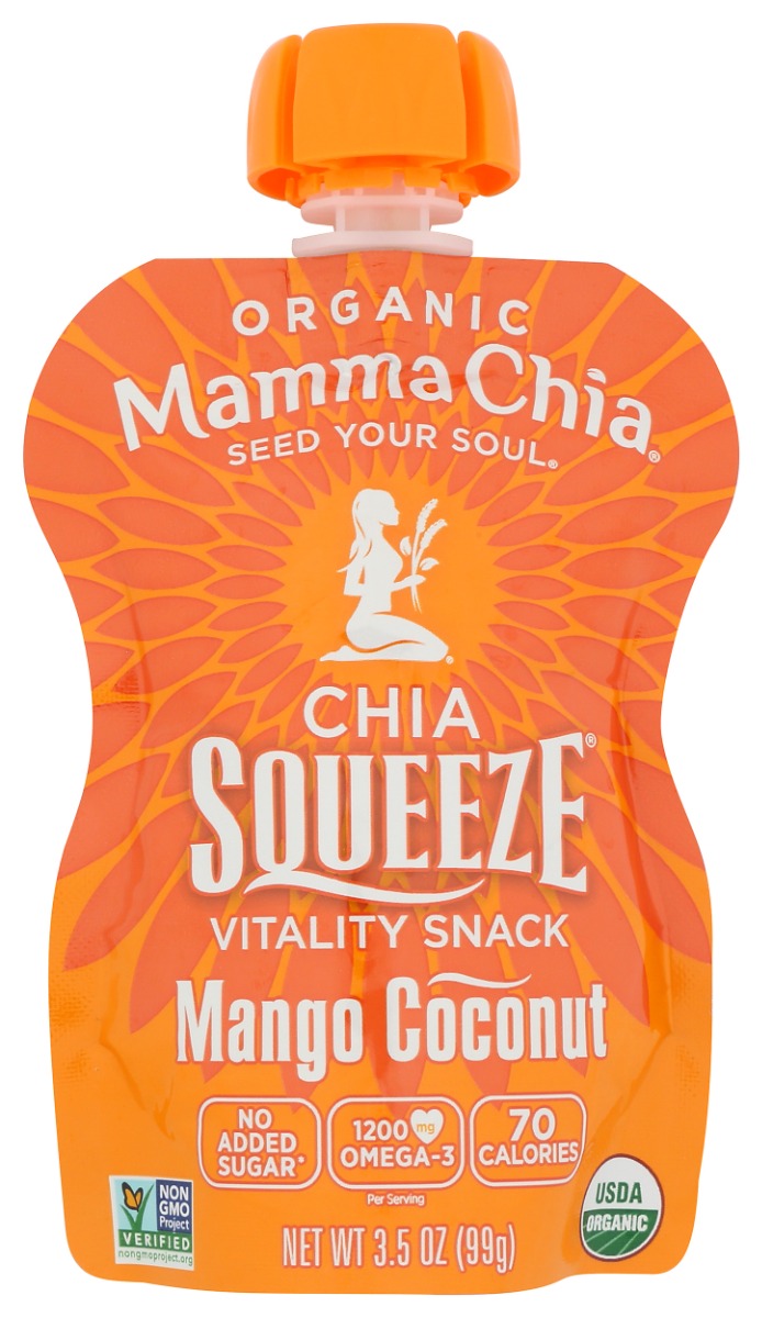 Squeeze some natural vitality and powerful nutrients into your day. Our organic chia seeds are infused with vibrant fruits and vegetables to create a convenient snack for you or your little ones. With plant-based Omega-3 and prebiotic fiber, Chia Squeeze is a satisfying burst that brings the body, mind and soul into higher balance.