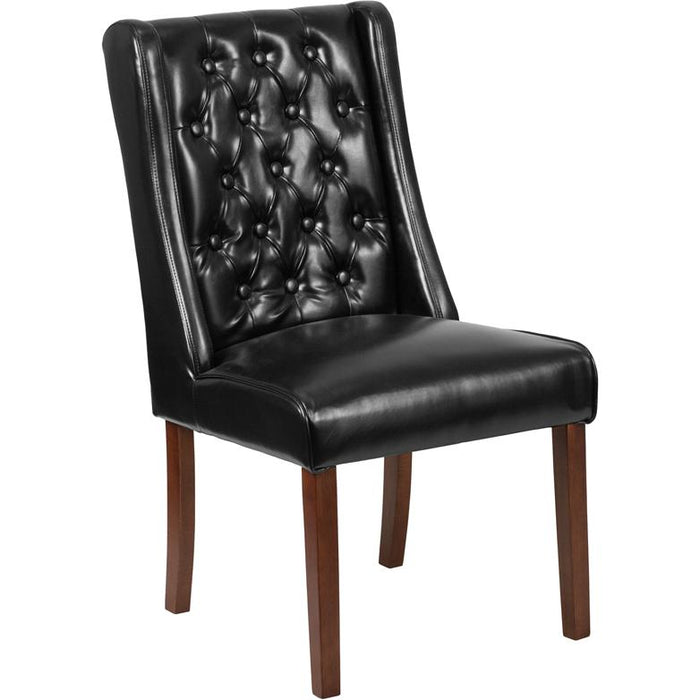 Preston Black LeatherSoft Tufted Parsons Chair