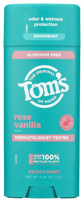 TOMS OF MAINE: Rose Vanilla Deodorant Stick, 3.25 oz