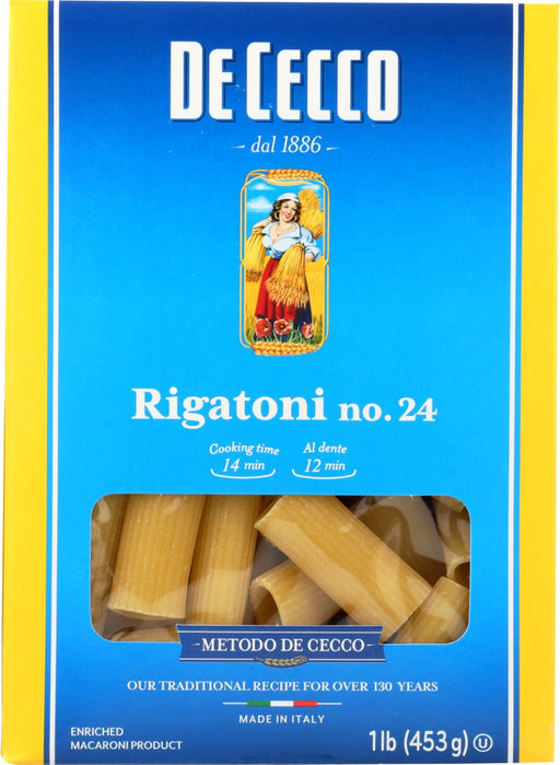 DE CECCO: Rigatoni No 24 Pasta, 16 oz