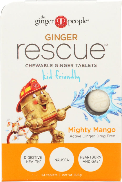 High quality and purity, mango and ginger flavored Mighty Mango Rescue tablets are kid-friendly and made with 40mg ginger actives per serving to help promote digestive health.