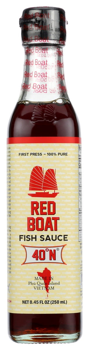 Made from wild-caught black anchovy and sea salt, first press Red Boat 40°N is barrel-aged using a centuries-old fermentation tradition. No preservatives or additives. Just unsurpassed quality and flavor.