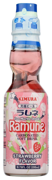 This carbonated soft drink captures the essence of juicy strawberries in every sip, offering a sweet and tangy experience that's perfect for any occasion. The unique marble-sealing technique of the traditional ramune bottle adds an interactive element to your drinking experience, making it a fun and enjoyable treat. Experience the nostalgic charm of Japanese soda with the invigorating taste of strawberries in Kimura Ganso Ramune - Strawberry Flavour, a must-try addition to your beverage collection.